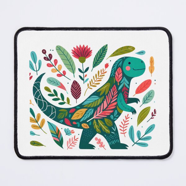 Item preview, Colorful Spring Tyrannosaurus Rex - Scandinavian Folk Art by heidiannemorris © designed and sold by FOLK ART FUSION.