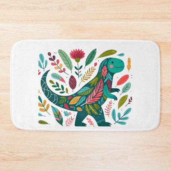 Item preview, Colorful Spring Tyrannosaurus Rex - Scandinavian Folk Art by heidiannemorris © designed and sold by FOLK ART FUSION by heidiannemorris.