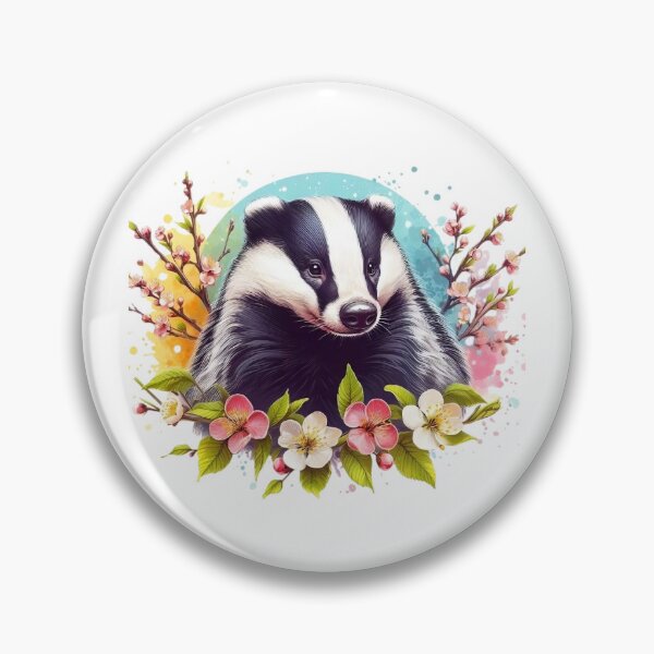 Item preview, A beautiful badger surrounded by colorful leaves and flowers designed and sold by Marcoshop10.