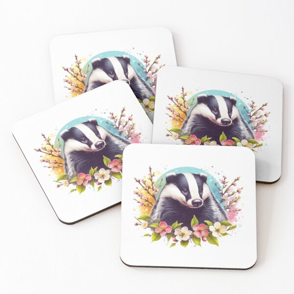 Item preview, A beautiful badger surrounded by colorful leaves and flowers designed and sold by Marcoshop10.