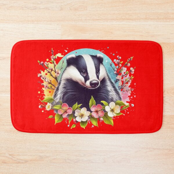Item preview, A beautiful badger surrounded by colorful leaves and flowers designed and sold by Marcoshop10.