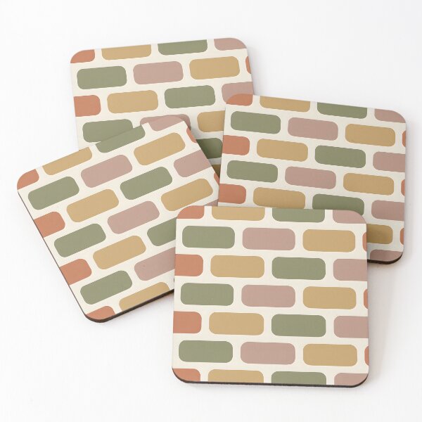 Item preview, Retro Mid-Century Brick Pattern Art Board – Earth Tone Geometric Wall Decor designed and sold by FestivityFinds.