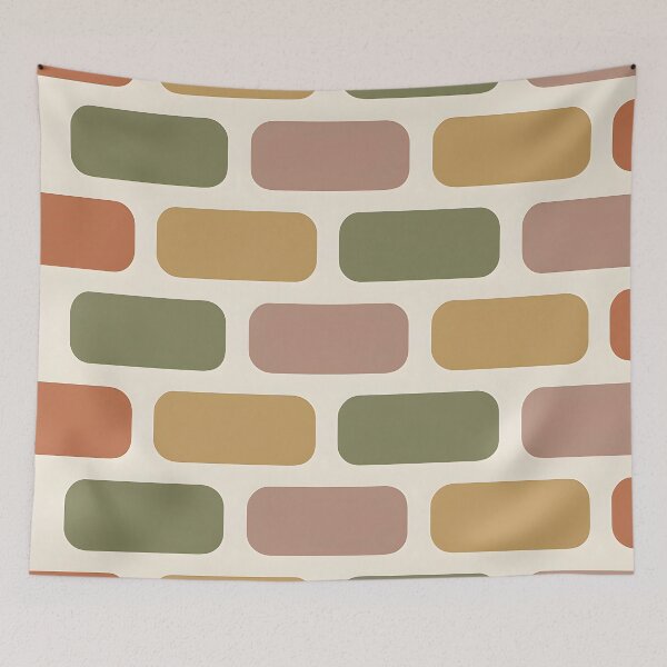 Item preview, Retro Mid-Century Brick Pattern Art Board – Earth Tone Geometric Wall Decor designed and sold by FestivityFinds.