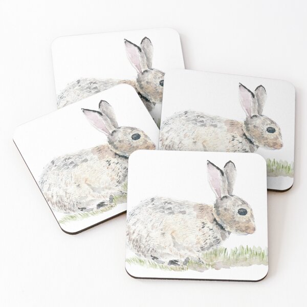 Item preview, cute grey rabbit watercolour  designed and sold by ColorandColor.