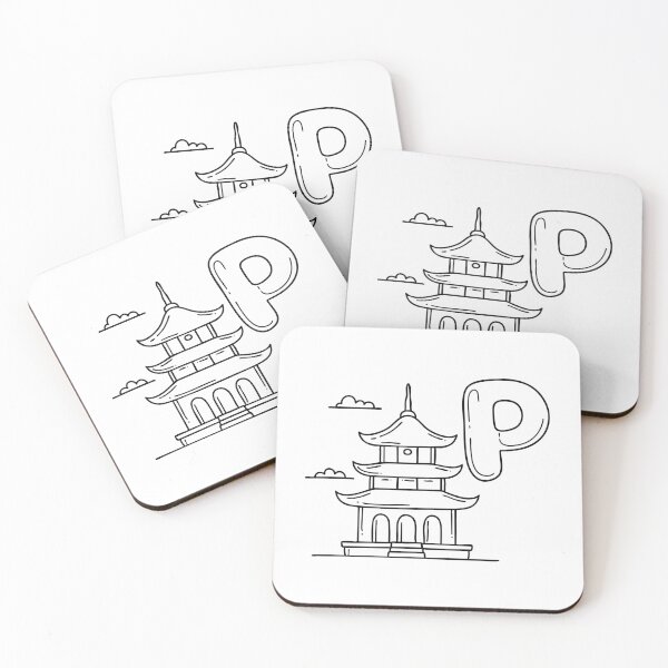 Item preview, An illustration of letter P stand for pagoda designed and sold by rasagamastore.