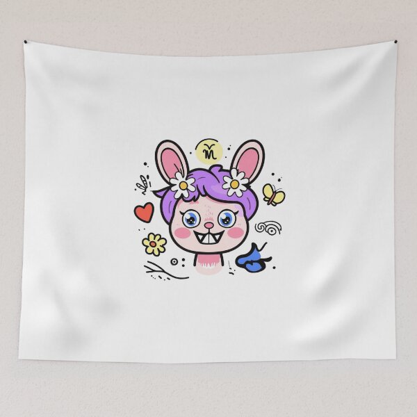 Item preview, Adorable Chibi Labubu Monster Bunny | Cute Fluffy Blue Creature with Playful Flowers designed and sold by Colorful-Garden.