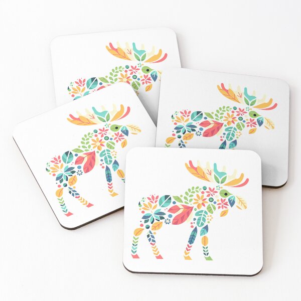Item preview, Colorful Autumn Moose - Scandinavian Folk Art by heidiannemorris © designed and sold by FOLK ART FUSION by heidiannemorris.