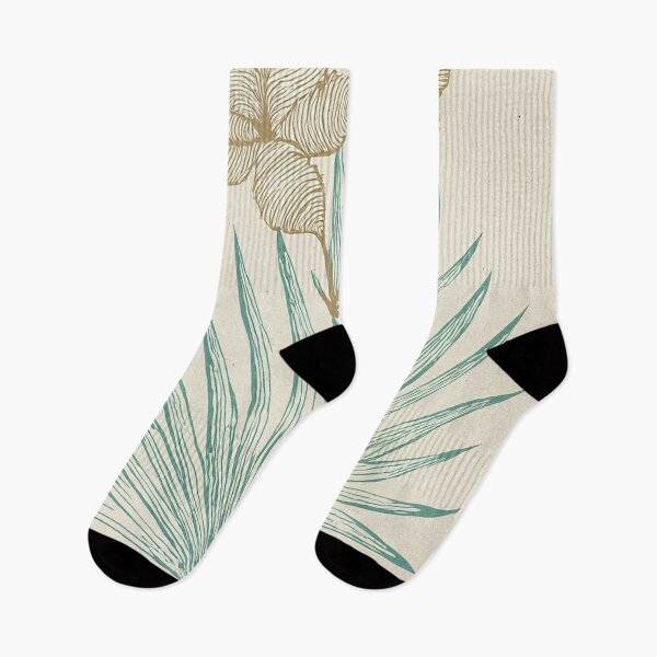 Artikelvorschau, Botanische Linienkunst – Palmblatt & Iris in Vintage-Tönen entworfen und verkauft von VibeMotion.