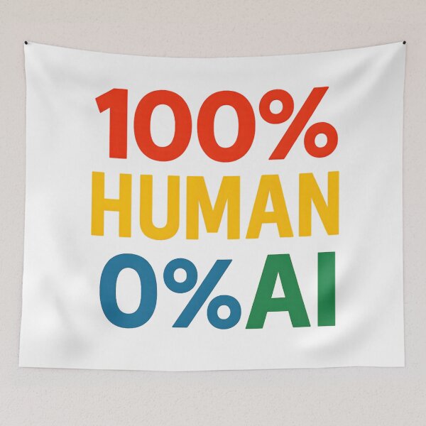 Item preview, 100% Human 0% AI – Bold Protest Statement Design designed and sold by MatvHelen.