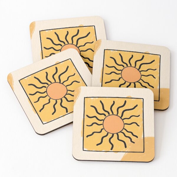 Item preview, Boho Sun Art Board – Hand-Drawn Wavy Sun Illustration in Earthy Orange and Beige designed and sold by FestivityFinds.
