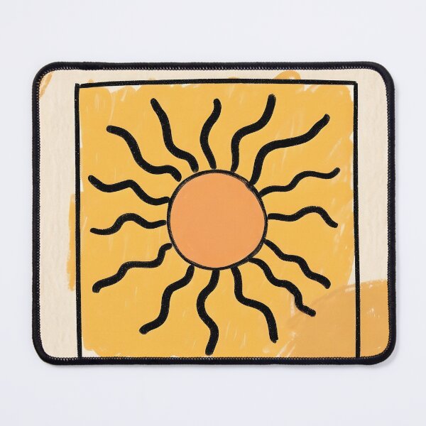 Item preview, Boho Sun Art Board – Hand-Drawn Wavy Sun Illustration in Earthy Orange and Beige designed and sold by FestivityFinds.