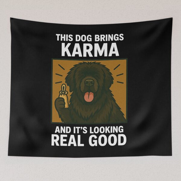 Item preview, Cute Newfoundland Good Karma Dog Lucky Mom Dad Kids designed and sold by FurryHavenPH.