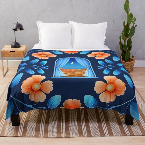 Item preview, Tranquil Floral Night Window View – Dreamy Moonlit Desert Canvas Art designed and sold by FestivityFinds.