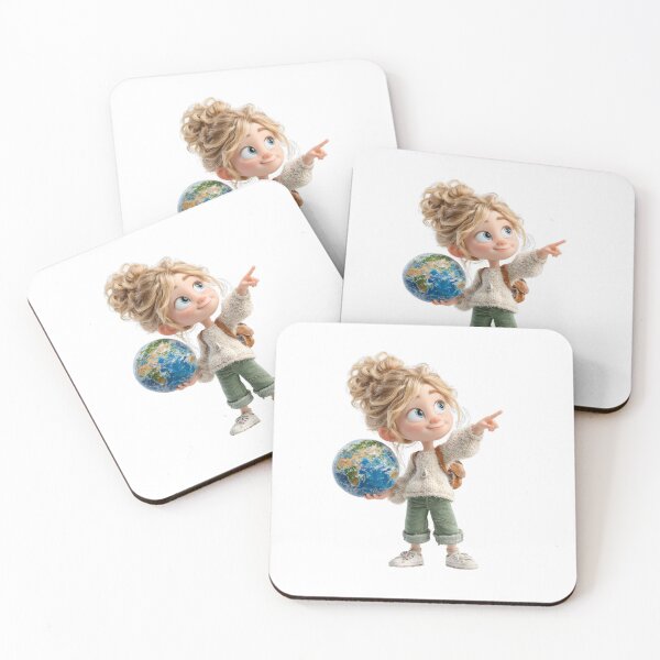 Item preview, Cute Girl with Globe — Learn and Grow. Eco Dreamer — Back to School Edition. designed and sold by Maryna_Reine.