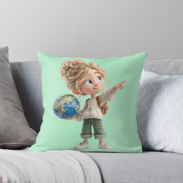 Item preview, Cute Girl with Globe — Learn and Grow. Eco Dreamer — Back to School Edition. designed and sold by Maryna_Reine.