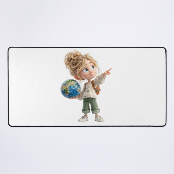 Item preview, Cute Girl with Globe — Learn and Grow. Eco Dreamer — Back to School Edition. designed and sold by Maryna_Reine.