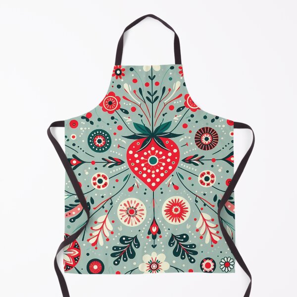 Item preview, Vibrant Summer Strawberry Motif - Scandinavian Folk Art by heidiannemorris © designed and sold by FOLK ART FUSION.
