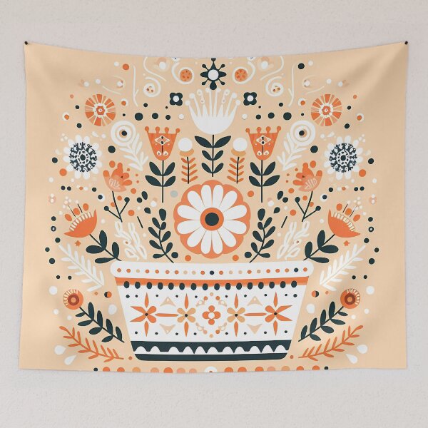 Item preview, Vibrant Spring Flowerpot - Scandinavian Folk Art by heidiannemorris © designed and sold by FOLK ART FUSION by heidiannemorris.
