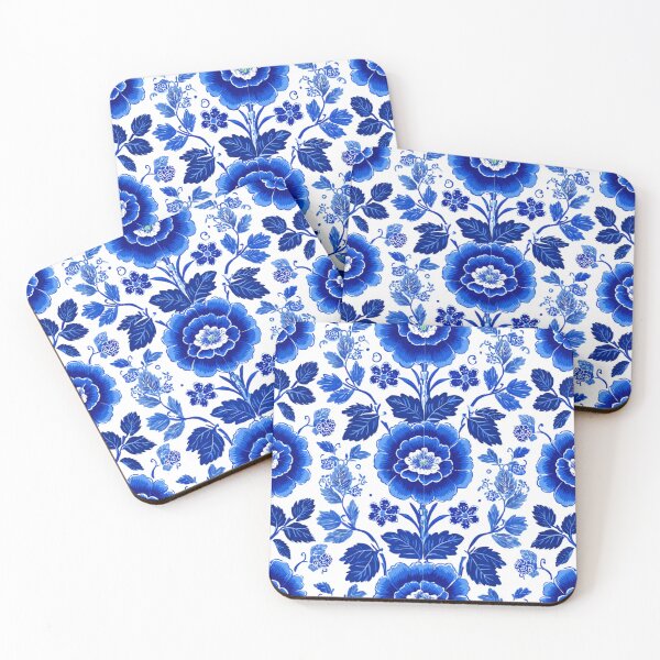 Item preview, Royal Blue Delft Flower Pattern designed and sold by GrinGalore.