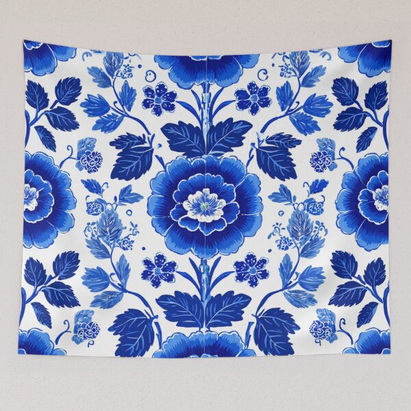 Item preview, Royal Blue Delft Flower Pattern designed and sold by GrinGalore.