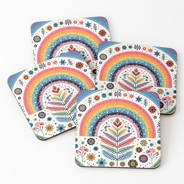 Item preview, Vibrant Spring Rainbow Arch - Scandinavian Folk Art by heidiannemorris © designed and sold by FOLK ART FUSION by heidiannemorris.