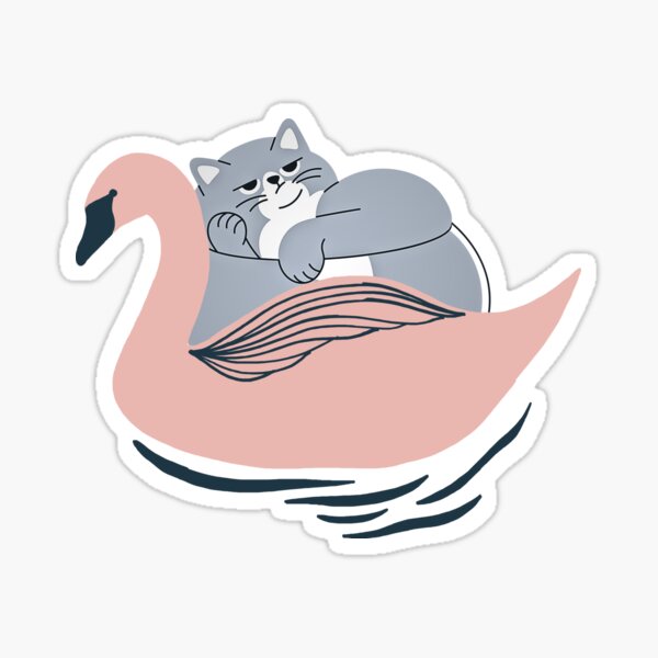 Item preview, Disassociating Chonky Cat on a Swan Floatie designed and sold by BadmintonArt.