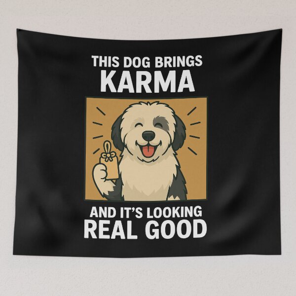 Item preview, Cute Sheepadoodle Good Karma Dog Lucky Mom Dad Kids designed and sold by FurryHavenPH.