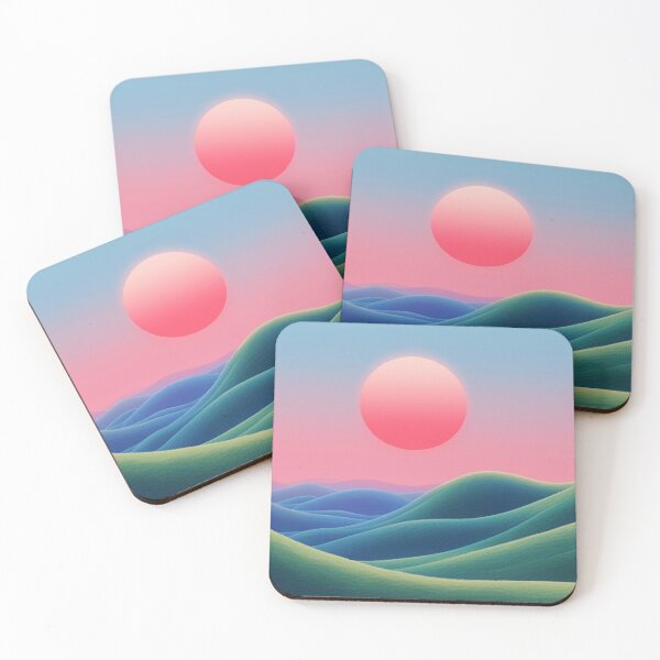 Item preview, Minimalist Pastel Sunset Over Rolling Hills – Serene Gradient Art Print designed and sold by Art of Ngu.
