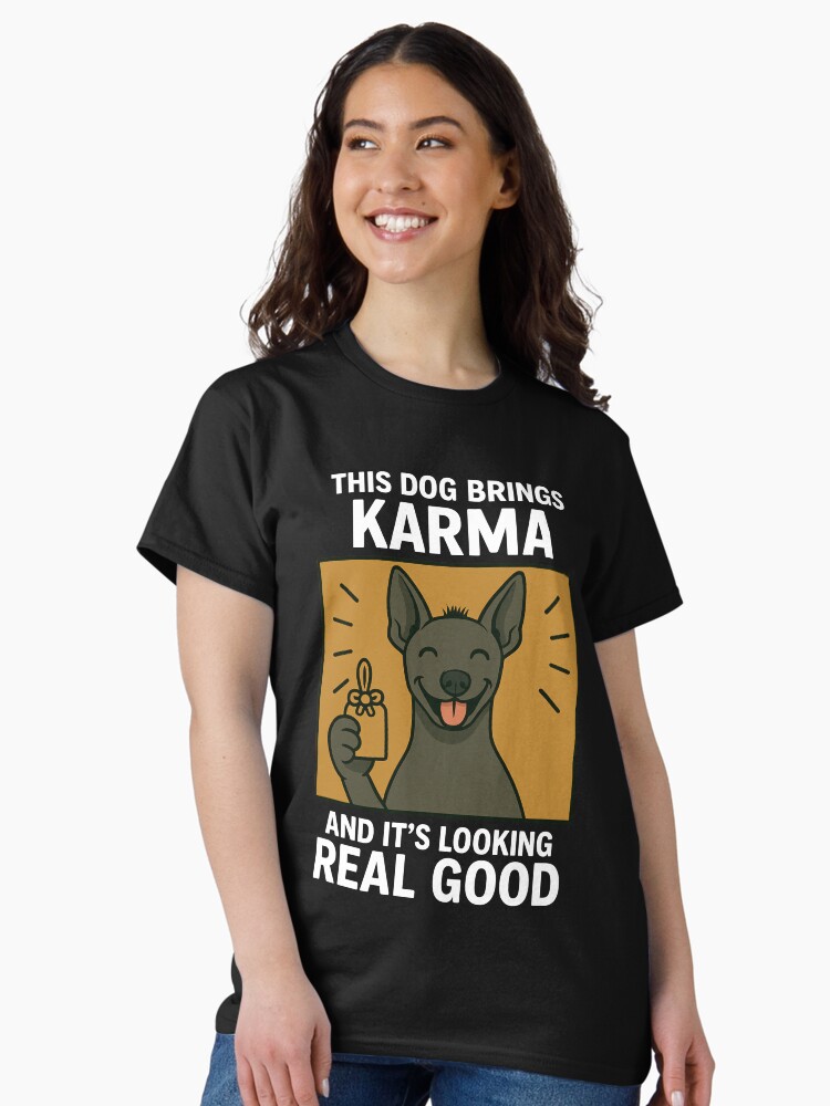 Imagen 2 de 7, Camiseta clásica con la obra Lindo Xoloitzcuintli Xolo Perro del Buen Karma Mamá Papá Suerte Niños, diseñada y vendida por FurryHavenPH.