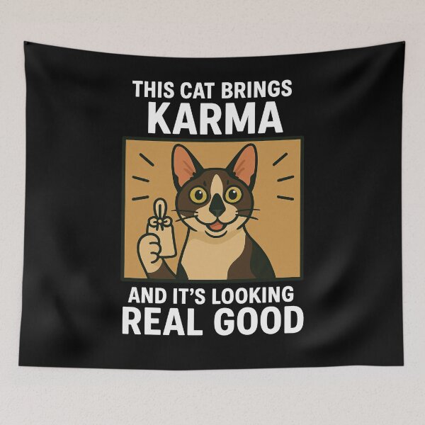 Item preview, Cute Cornish Rex Cat Good Karma Lucky Mom Dad Kids designed and sold by FurryHavenPH.