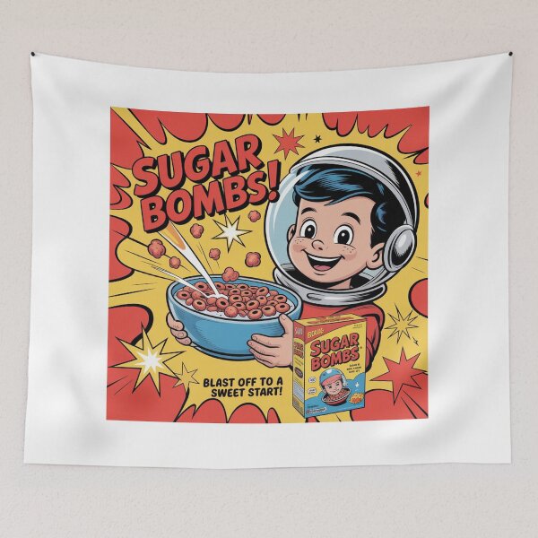 Item preview, Sugar Bombs Cereal Poster – Retro Fallout Style Ad designed and sold by BladVrt.
