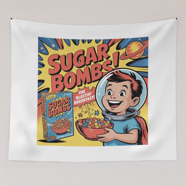 Item preview, Sugar Bombs Cereal Poster – Retro Fallout Style Ad designed and sold by BladVrt.