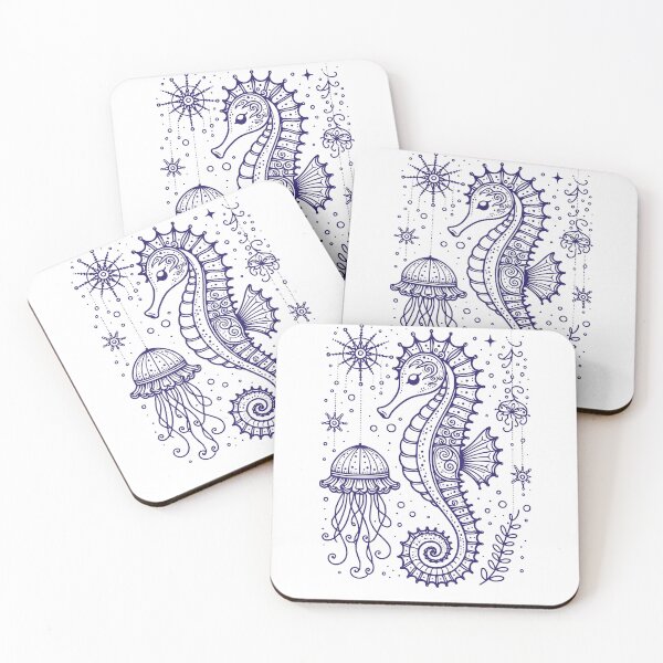 Item preview, Seahorses and jellyfish designed and sold by BiPasternak.