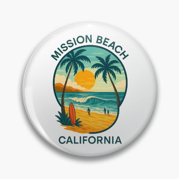 Item preview, Mission Beach California – Summer Coastline Emblem designed and sold by inkNext.