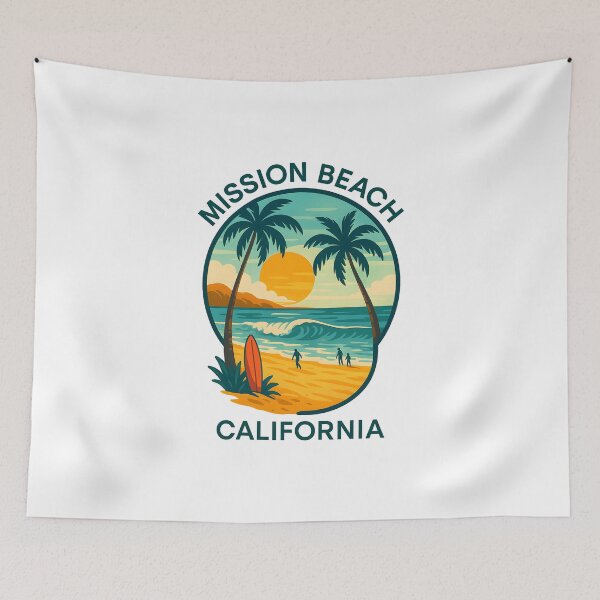 Item preview, Mission Beach California – Summer Coastline Emblem designed and sold by inkNext.