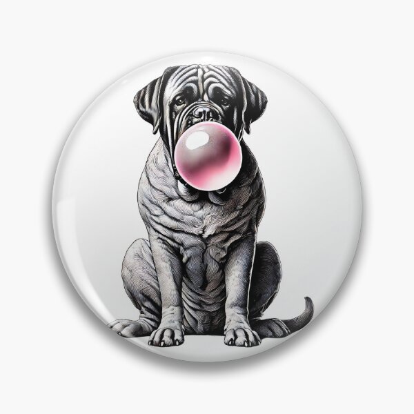Item preview, Funny Mastiff Bubble Gum Vintage Dog Mom Dad designed and sold by Kimberley King Art  King Art.