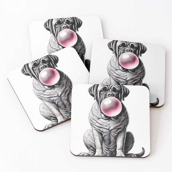 Item preview, Funny Mastiff Bubble Gum Vintage Dog Mom Dad designed and sold by Kimberley King Art  King Art.