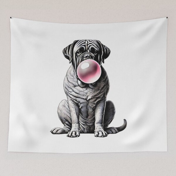 Item preview, Funny Mastiff Bubble Gum Vintage Dog Mom Dad designed and sold by Kimberley King Art  King Art.