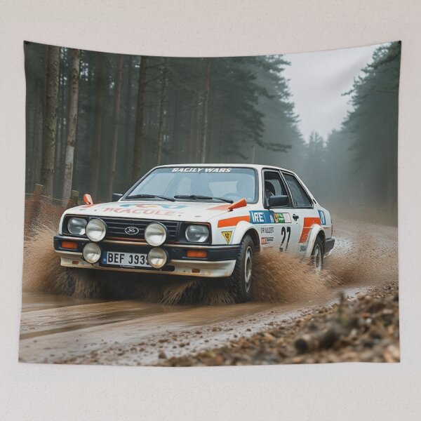 Item preview, Vintage Rally Car Splashing in Forest designed and sold by CarRends.