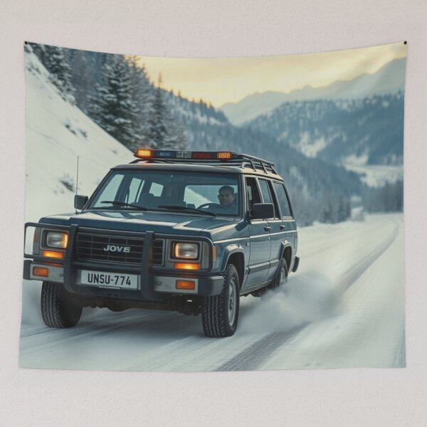 Item preview, 4x4 SUV Climbing Through Alpine Snow designed and sold by CarRends.