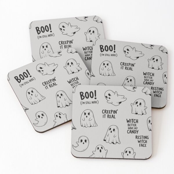 Item preview, Funny Ghost Halloween Pattern – Cute & Spooky Seamless Design designed and sold by PrintandJoy.