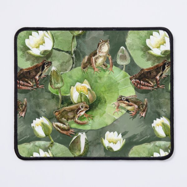 Item preview, Frogs green and white water lilies pattern designed and sold by SVETLANA ZOLOTAREVA.