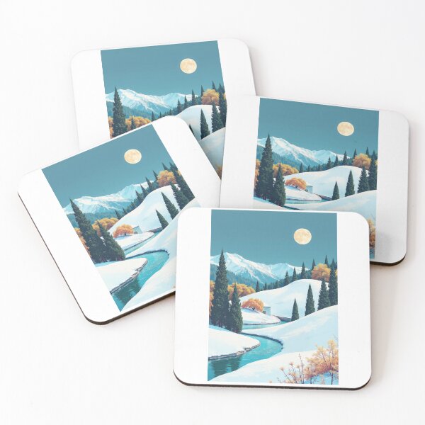Item preview, Snowy Mountain Cabin Under Full Moon designed and sold by Fikuall.