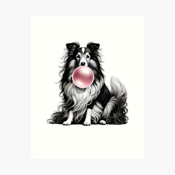 Item preview, Funny Shetland Sheepdog Bubble Gum Vintage Dog Mom Dad designed and sold by Kimberley King Art  King Art.