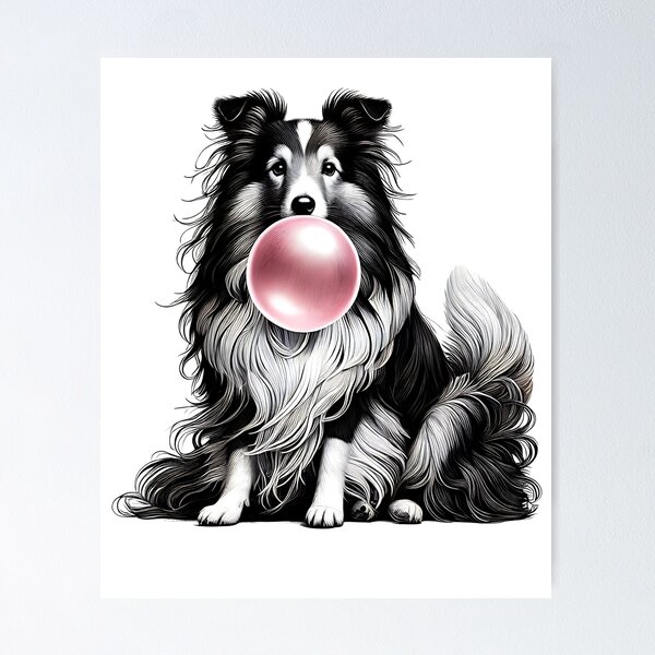 Item preview, Funny Shetland Sheepdog Bubble Gum Vintage Dog Mom Dad designed and sold by Kimberley King Art  King Art.