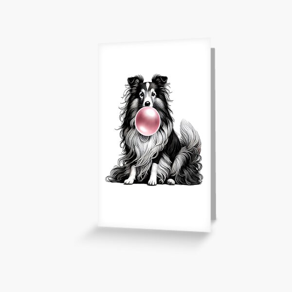 Item preview, Funny Shetland Sheepdog Bubble Gum Vintage Dog Mom Dad designed and sold by Kimberley King Art  King Art.