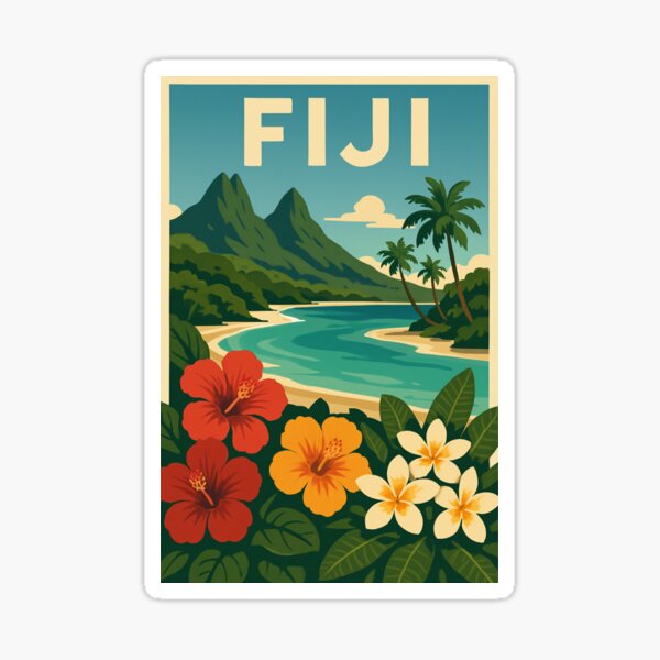 Item preview, Travel Design of Fiji in Vintage Style designed and sold by BrindiBay.