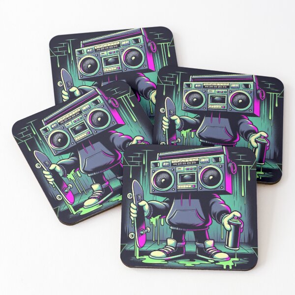Item preview, Boombox Skater – Urban Streetwear Retro Graffiti Style designed and sold by WakeUpYourBrain.