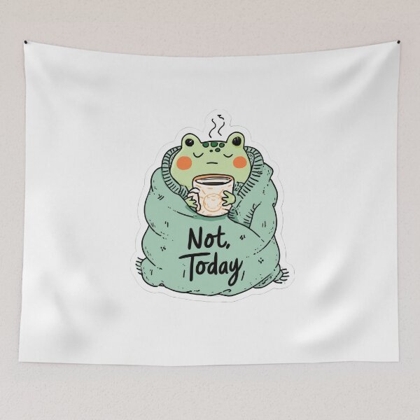 Item preview, sleepy cartoon frog wrapped in cozy blanket designed and sold by DadGenX.