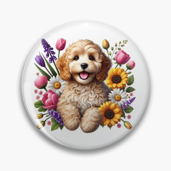 Artikelvorschau, entzückender Cockapoo-Welpe mit schönen Blumen entworfen und verkauft von nicnacc.